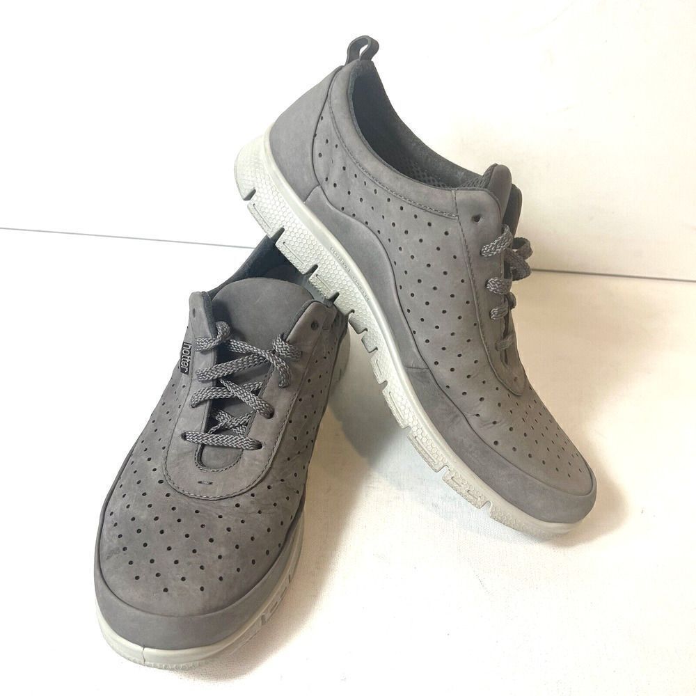 HOTTER Casual Lace Up Shoes Sneakers Men's UK 8 US 10 Gray Nubuck Low Top Oxford